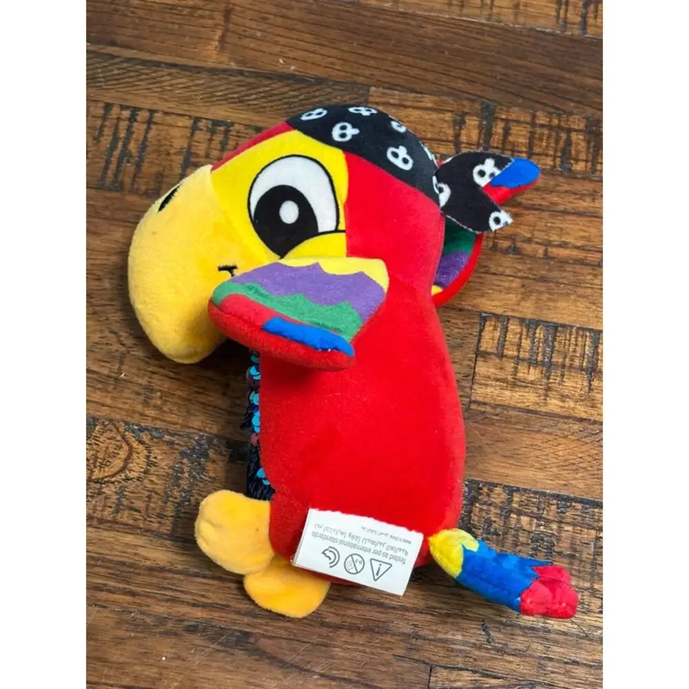 Nanco Blue Red Purple Reversible Flip Sequin Plush Pirate Parrot Bird